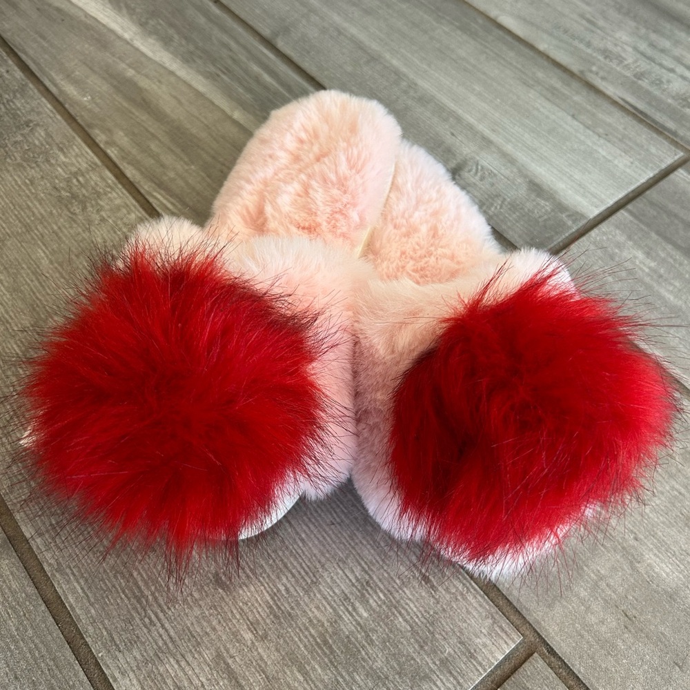 Shiraleah Pink Slippers with Red Accents